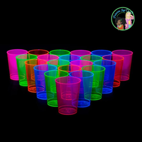 Vasos Fluorescentes Brillo Ultravioleta de Chupito