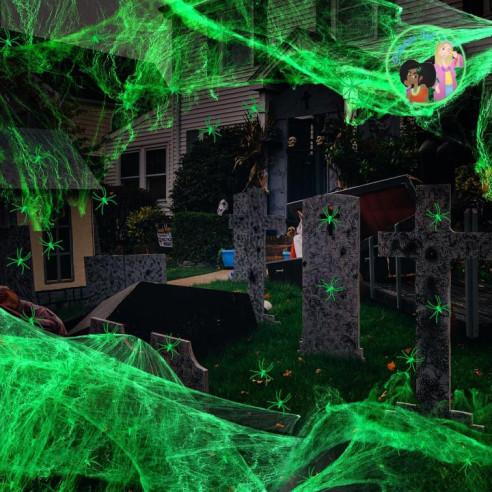 Telaraña Blanca Fluorescente para Halloween – Brilla en la Oscuridad