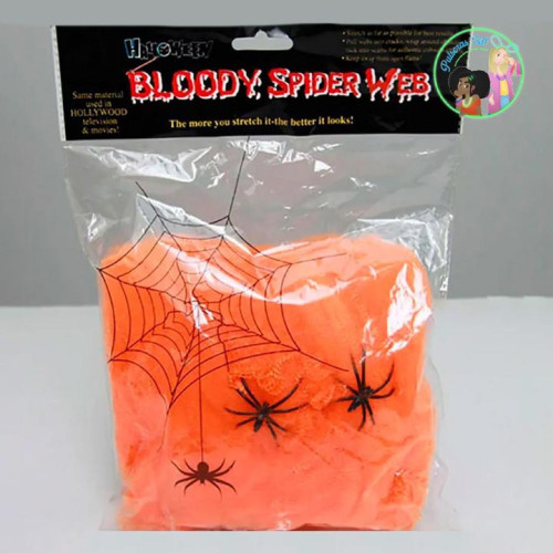 Telaraña Fluorescente UV para Halloween con Arañas
