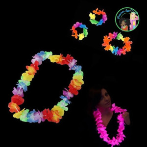 Collar Hawaiano Neón que Reacciona con Luz UV