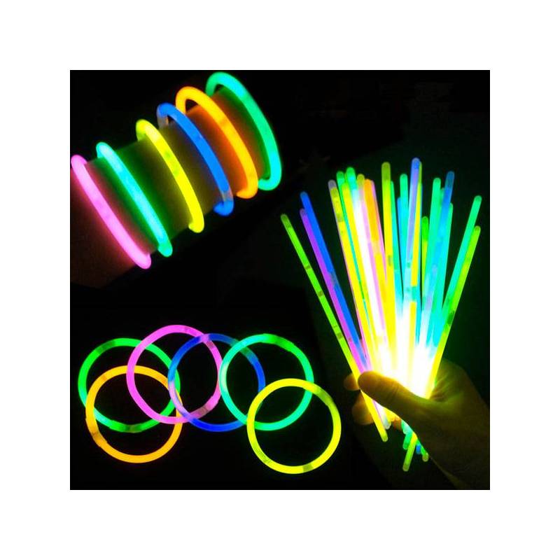 GRUPO CARNAVALLIA 100 Pulseras Neón Fosforescente Glow Stick Fiestas  Eventos Pulsera Flourescente Multicolor Batucada : : Juguetes  y Juegos