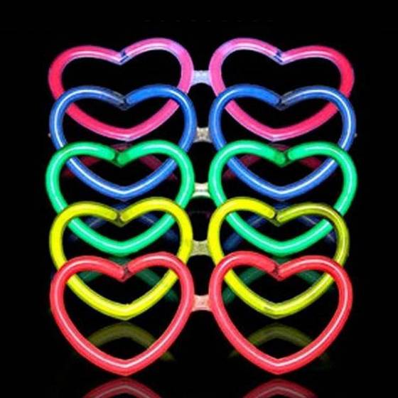 Gafas fluorescentes corazón