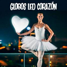 Globos led Corazón blancos con boton ON/OFF