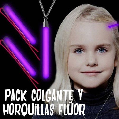 Pack colgante y horquillas fluorescentes 