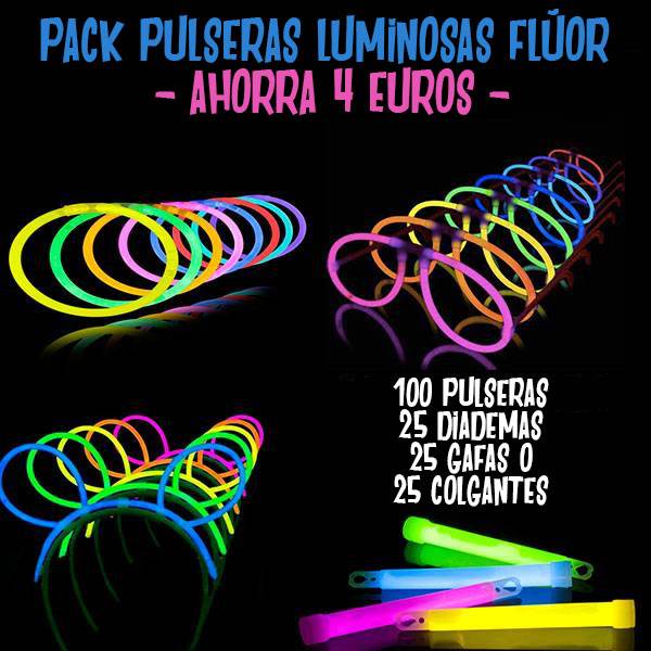 Pack Pulseras Luminosas Multicolor Glow 100, 200, 500, 1000 unidades.  Barritas Fluorescentes Stick. La vida en
