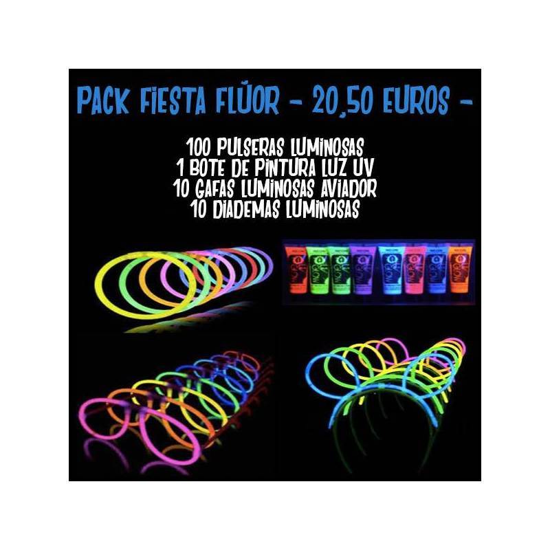 Pack 50 Pulseras Fluorescentes Fiesta Neón, Flúor