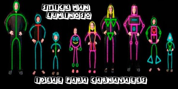 Disfraz de palo luminoso o stickman para Carnavales